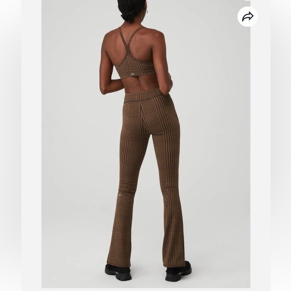 NWOT Jacquard High-Waist Glenplaid Flutter Leggings Cinnamon Brown/Black Size XS - Picture 5 of 16
